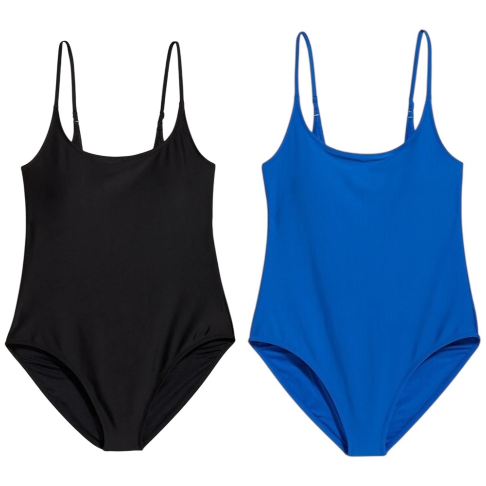 Old‎ Navy Womens 2X One Piece Swimsuit Lot 2 Black Royal Blue Adjustable Straps